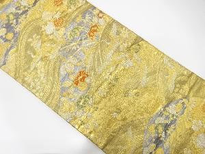 アンティーク　荒波に鶴・桐模様織出し袋帯（材料）